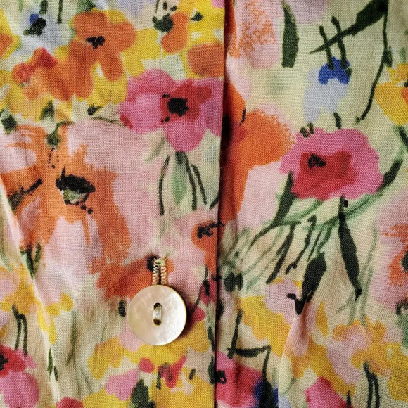 Liz Claiborne Crazy Horse Floral Cotton Lightweight Button Down Shirt Size Small - Picture 14 of 15